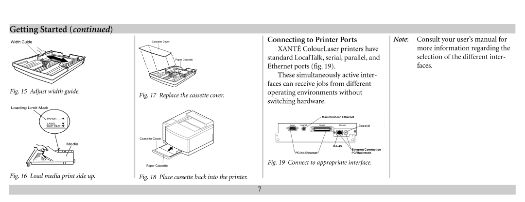 Xante 100-100621 manual Connecting to Printer Ports, Width Guide 