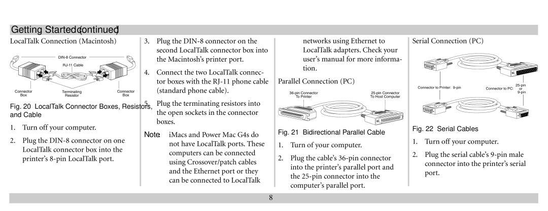 Xante 100-100621 manual LocalTalk Connection Macintosh 