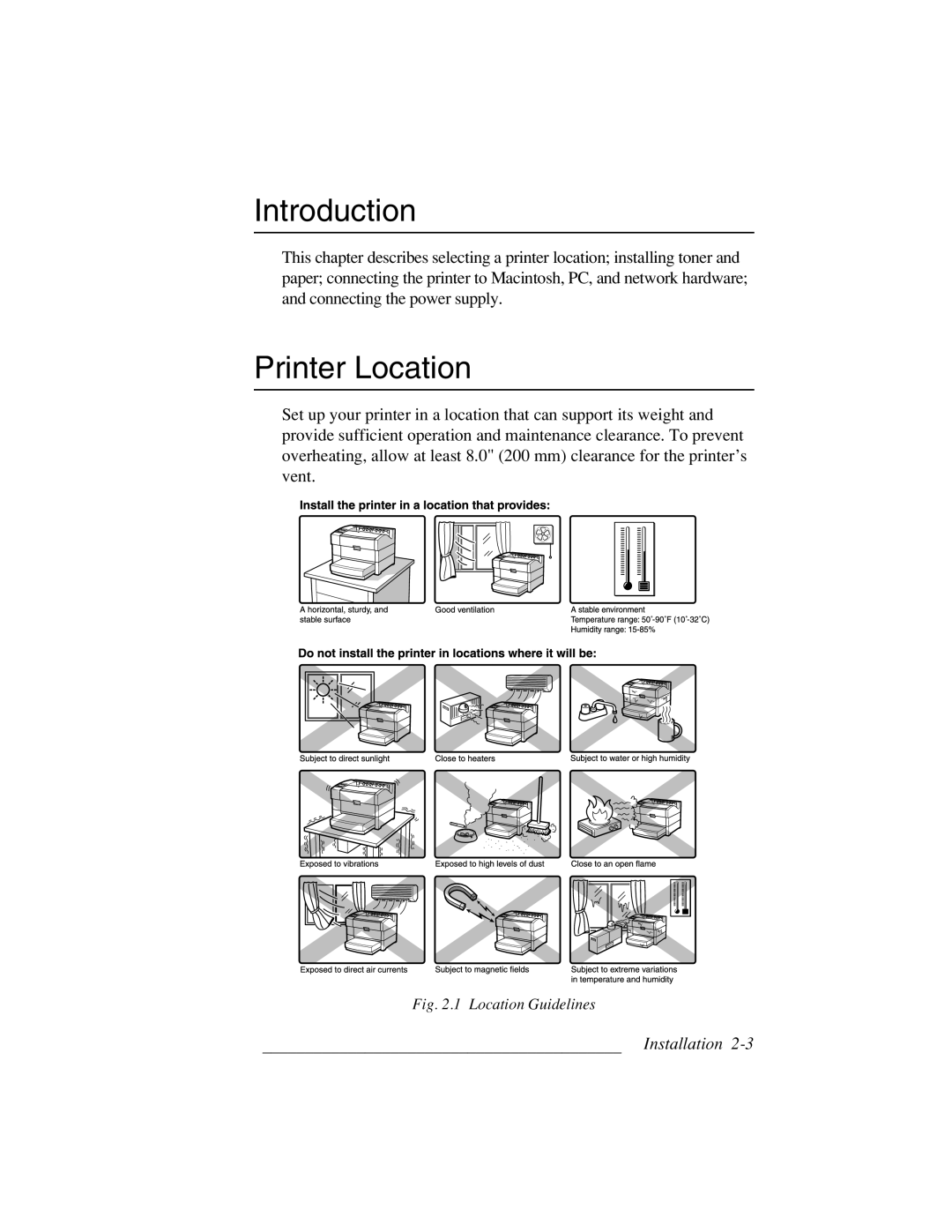 Xante 3 Series warranty Introduction, Printer Location 