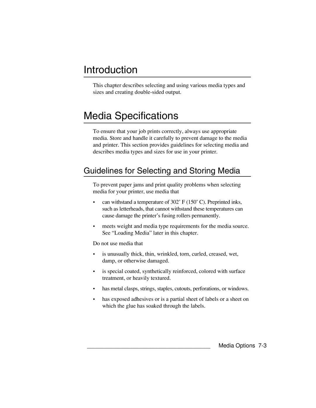 Xante 3 Series warranty Media Specifications, Guidelines for Selecting and Storing Media 