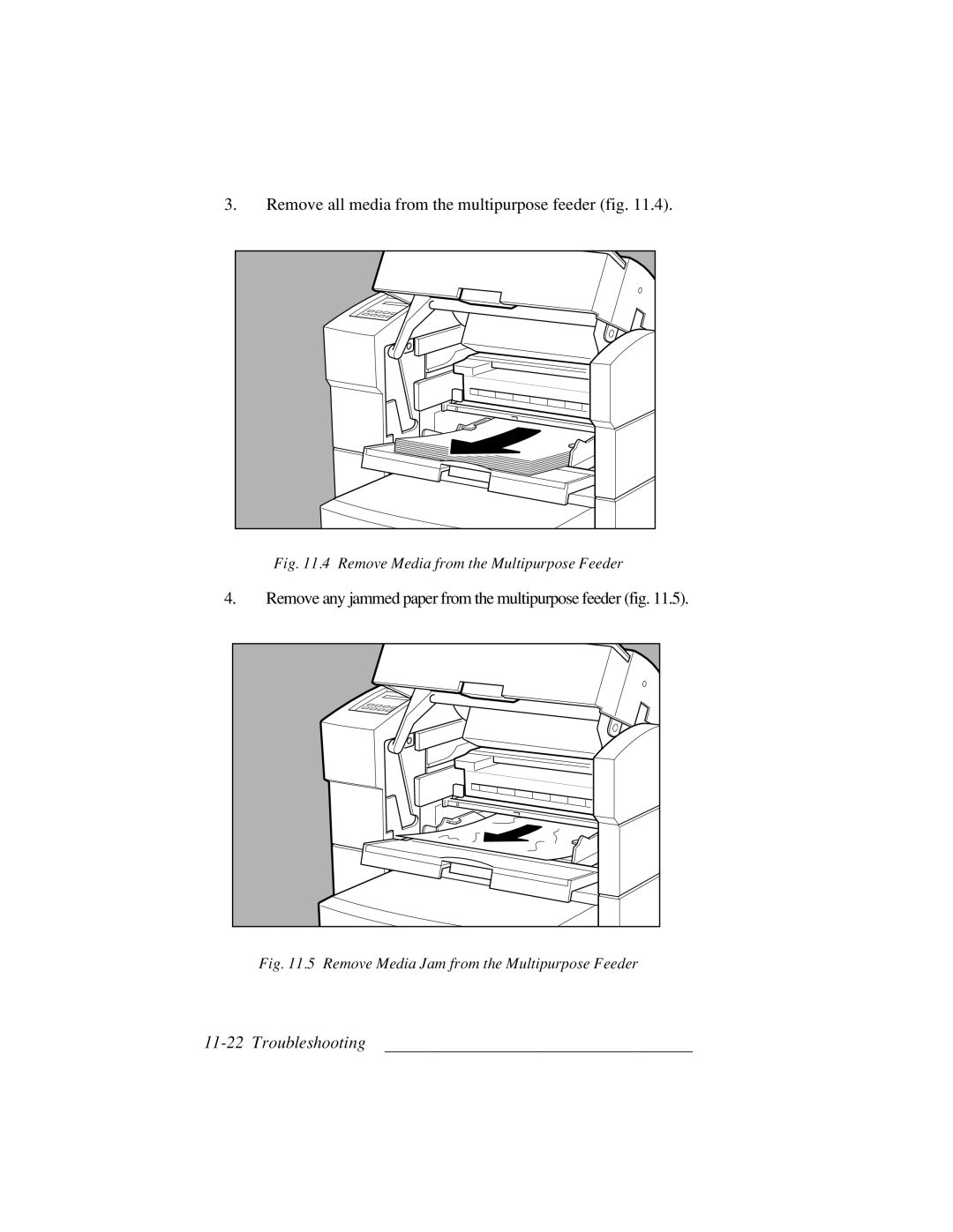 Xante 3 Series Remove all media from the multipurpose feeder fig, Remove any jammed paper from the multipurpose feeder fig 