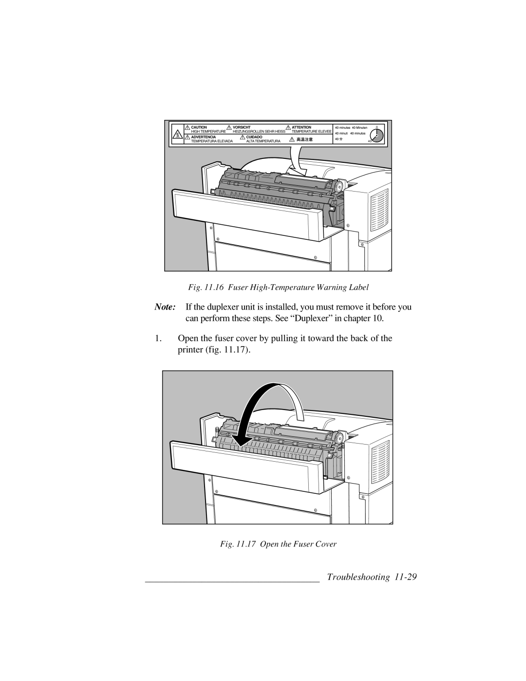 Xante 3 Series warranty Fuser High-Temperature Warning Label 