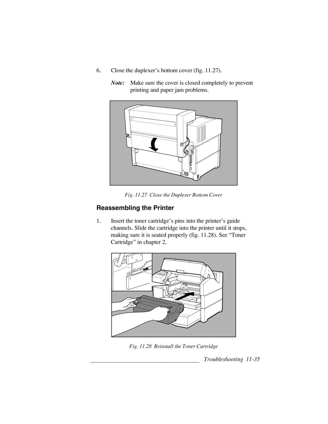 Xante 3 Series warranty Reassembling the Printer, Close the duplexer’s bottom cover fig 