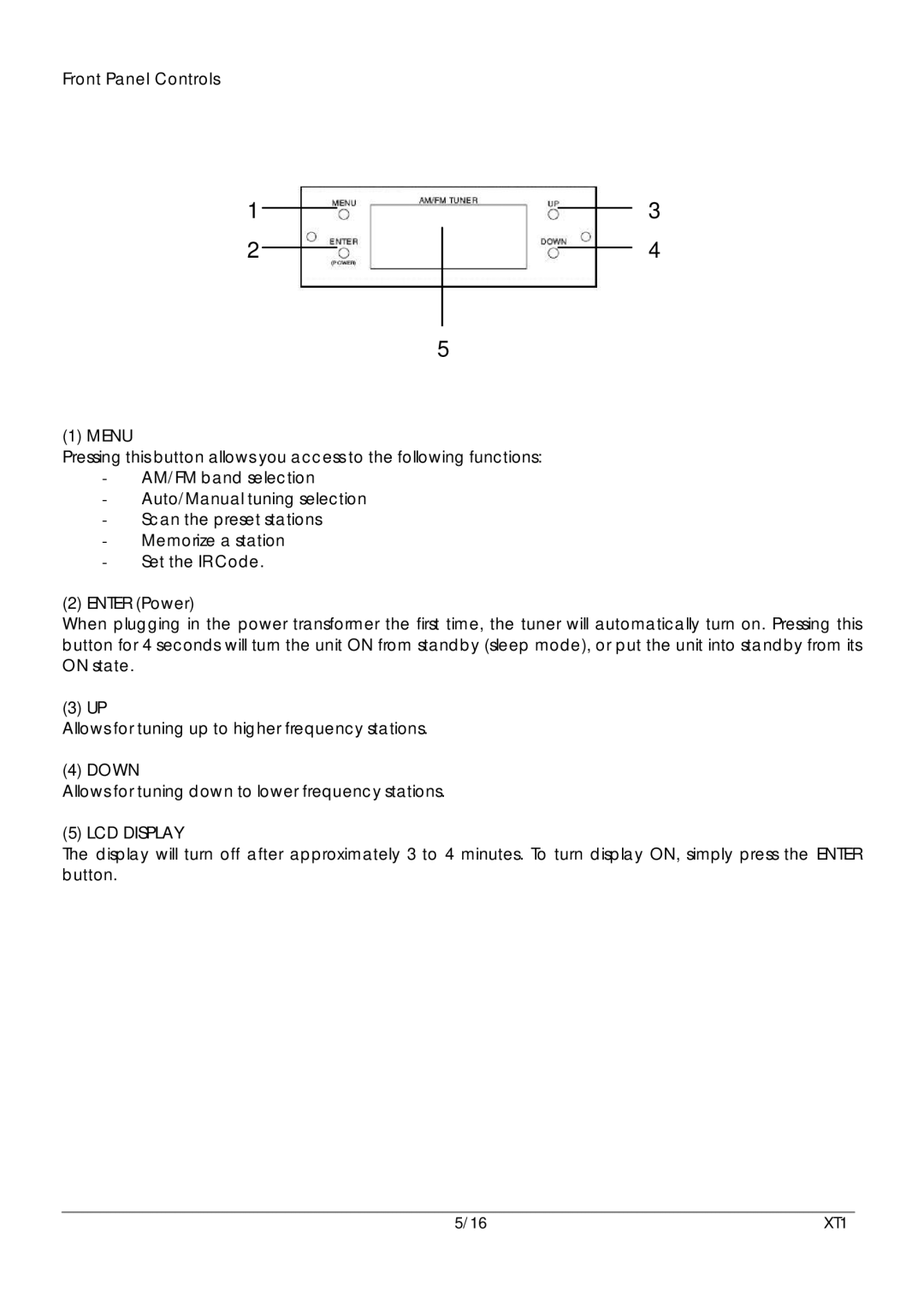 Xantech 16-Mar, 16-Feb user manual Front Panel Controls, LCD Display 