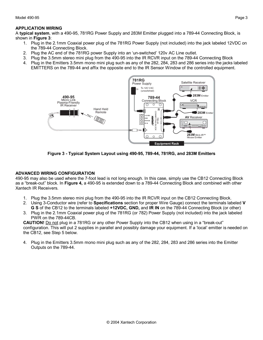 Xantech 490-95 installation instructions Application Wiring, Advanced Wiring Configuration 