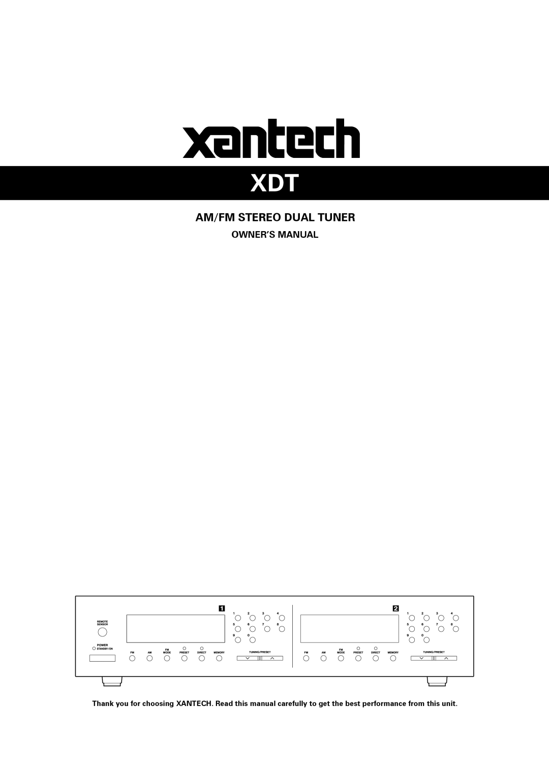 Xantech AM/FM Radio Tuner owner manual Xdt, Owner¸s@manual 