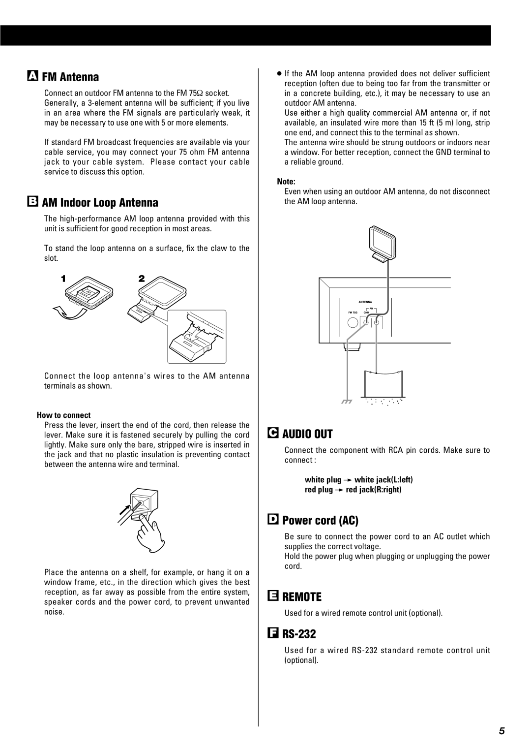 Xantech AM/FM Radio Tuner owner manual FM Antenna, AM Indoor Loop Antenna, Power cord AC, RS-232, How to connect 