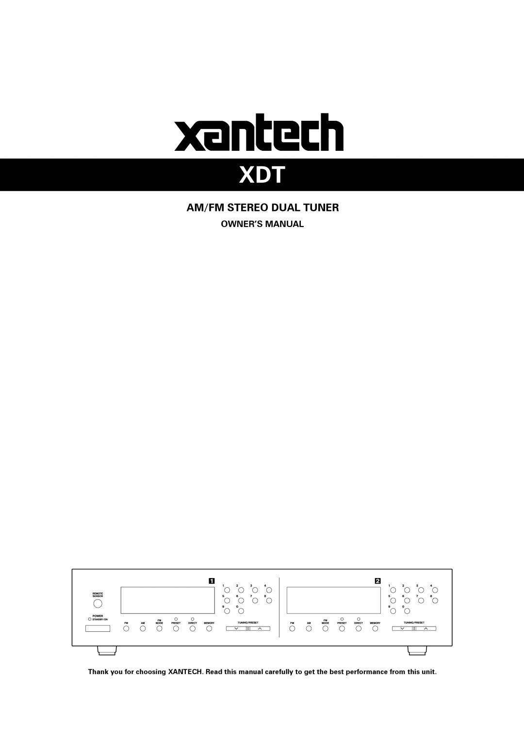 Xantech AM/FM Radio Tuner owner manual amOfm@stereo@dual@tuner 
