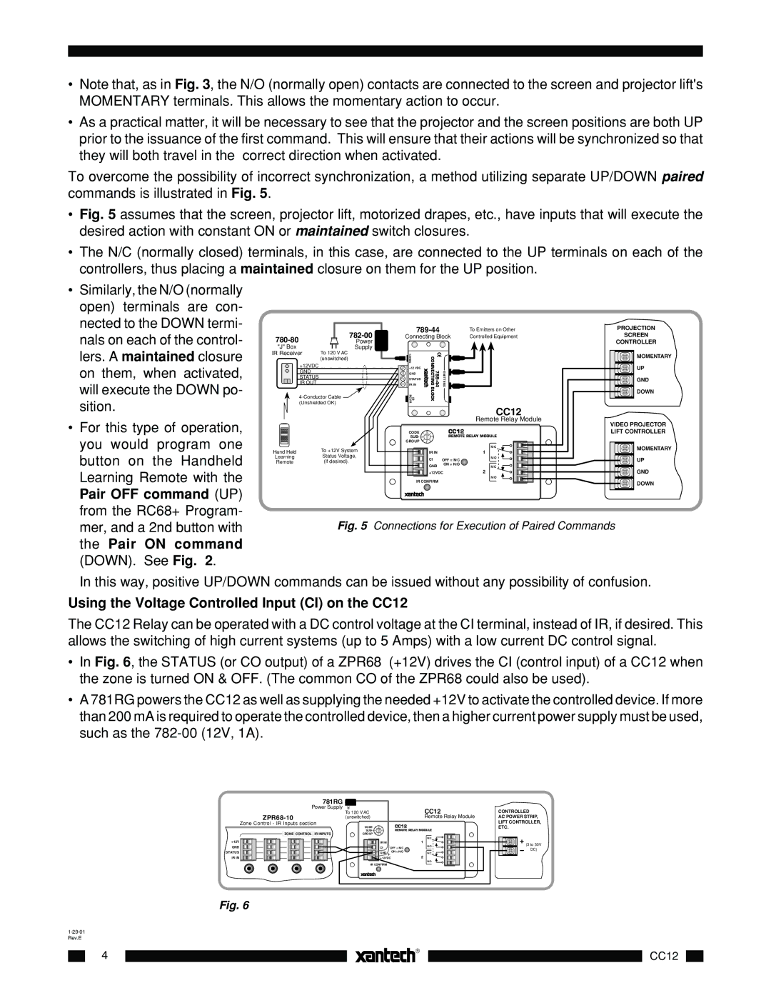 Xantech CC12 installation instructions Pair OFF command UP 