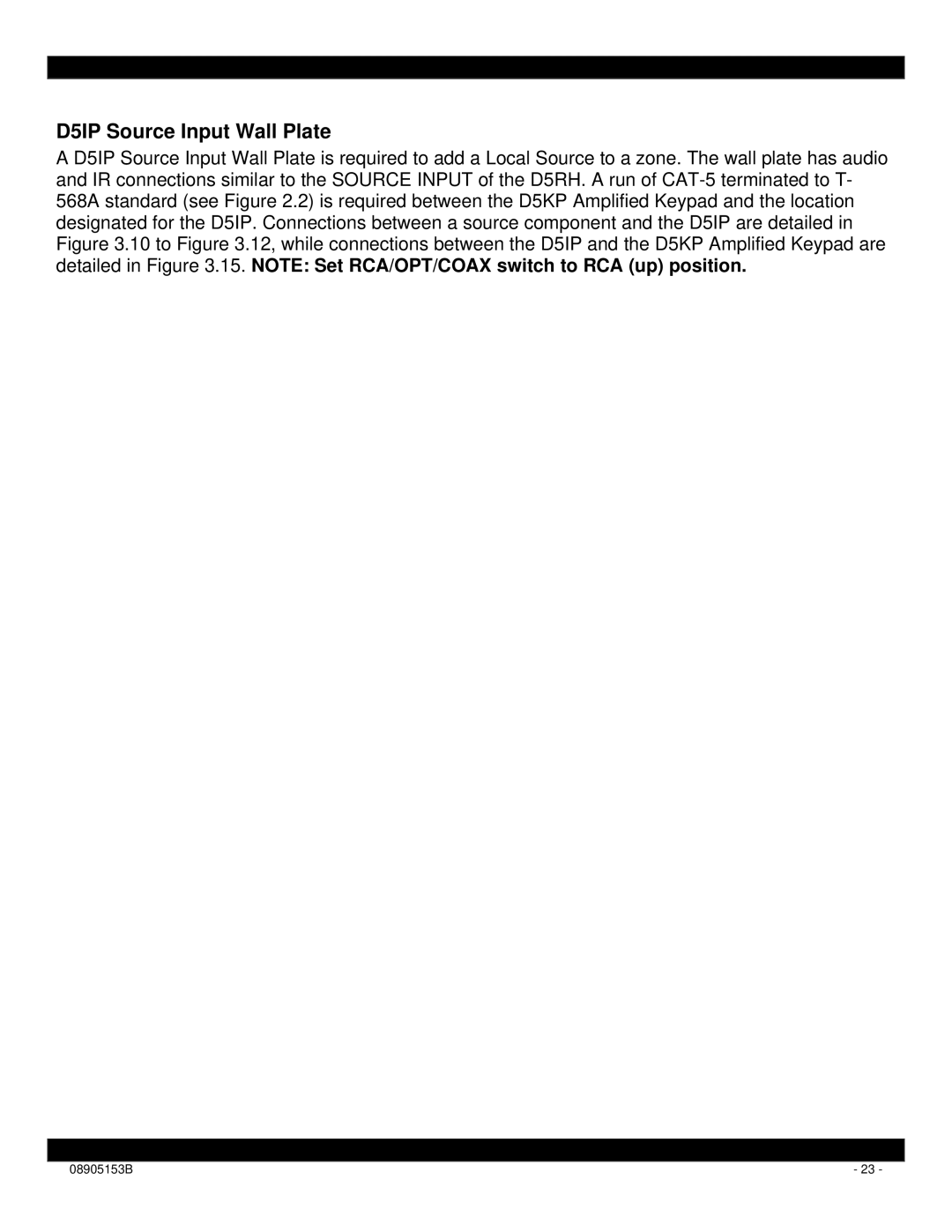 Xantech D5RH installation instructions D5IP Source Input Wall Plate 