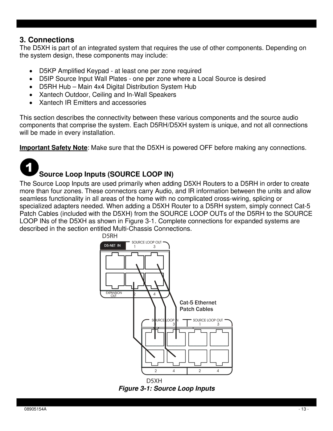 Xantech D5XH installation instructions Connections, Source Loop Inputs Source Loop 