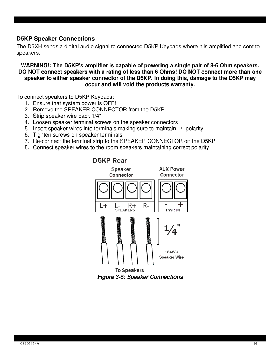 Xantech D5XH installation instructions D5KP Speaker Connections 