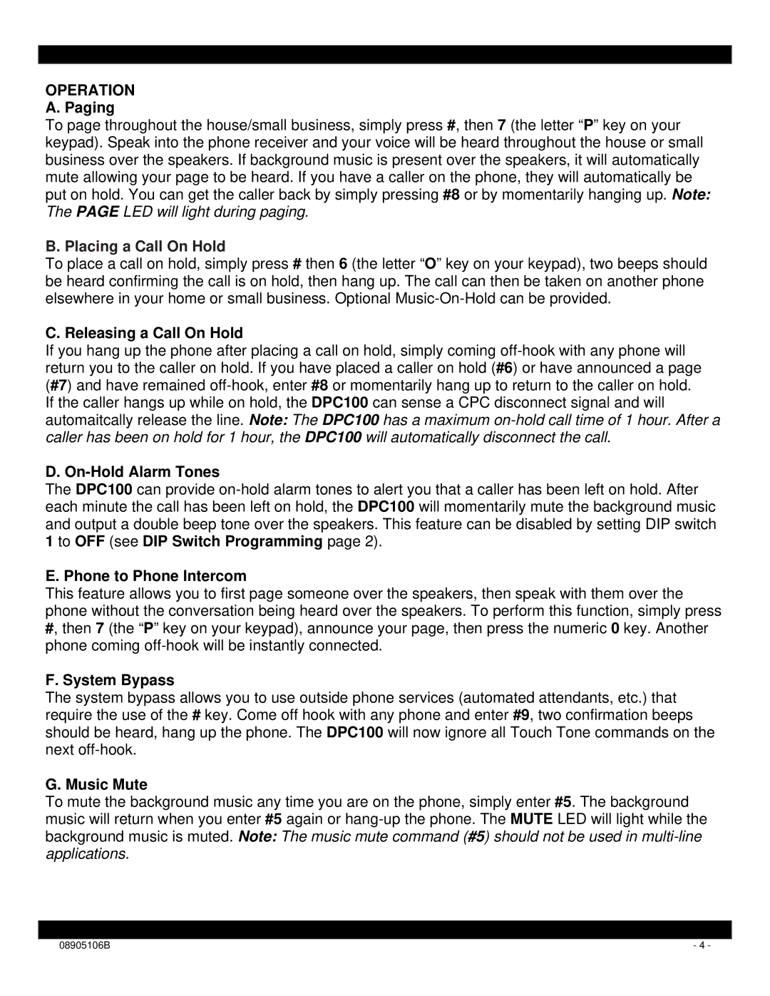 Xantech DPC100 installation instructions Operation 