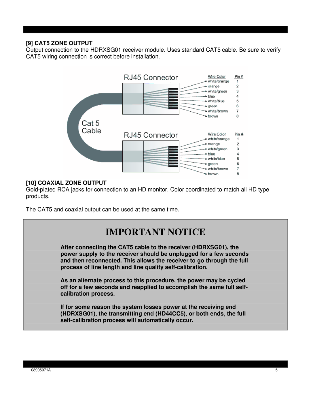 Xantech HD44CC5 installation instructions CAT5 Zone Output, Coaxial Zone Output 