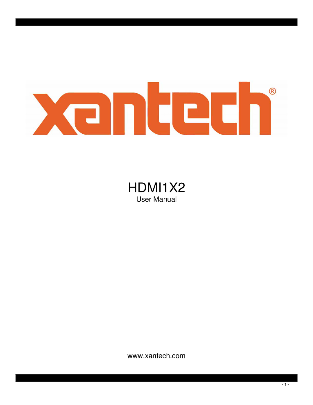 Xantech HDMI1X2 user manual 