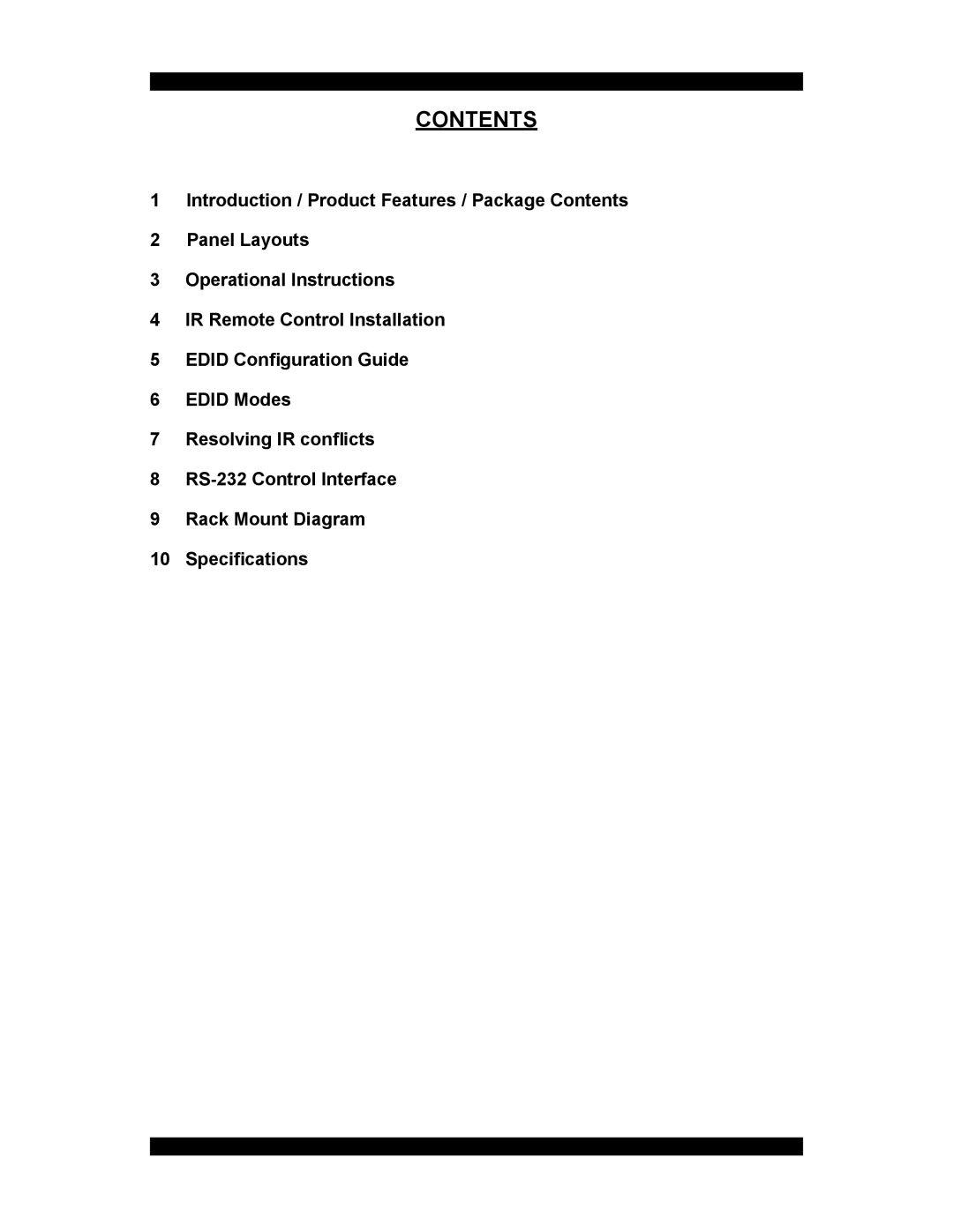 Xantech HDMI4X4 user manual Contents 