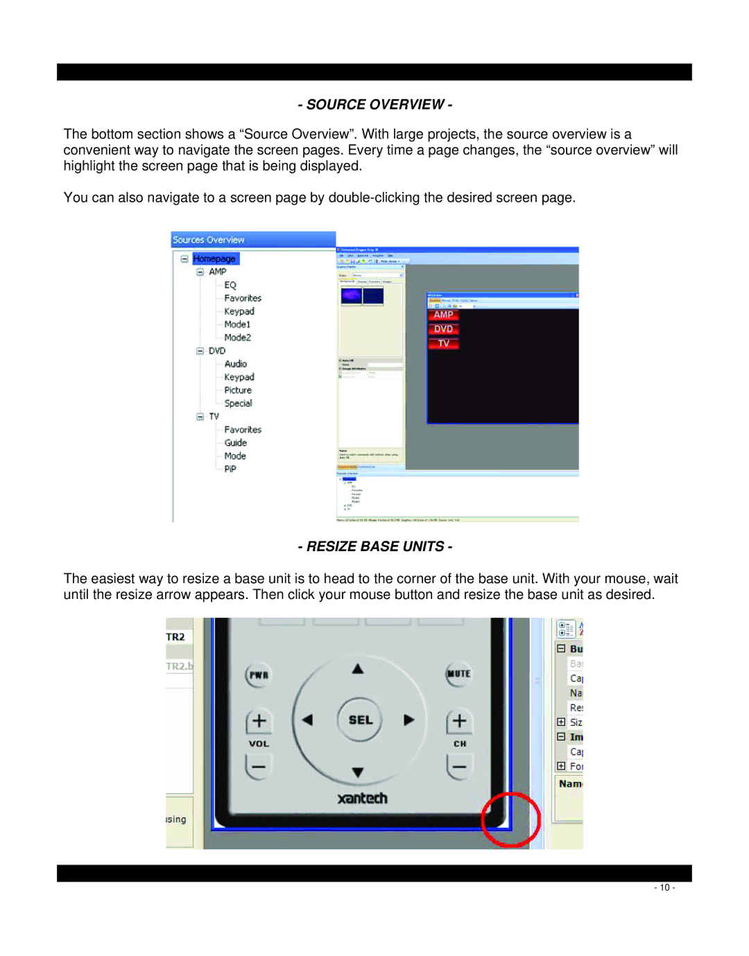 Xantech XTR39, mrc88, MRC44, SPLCD manual Source Overview, Resize Base Units 