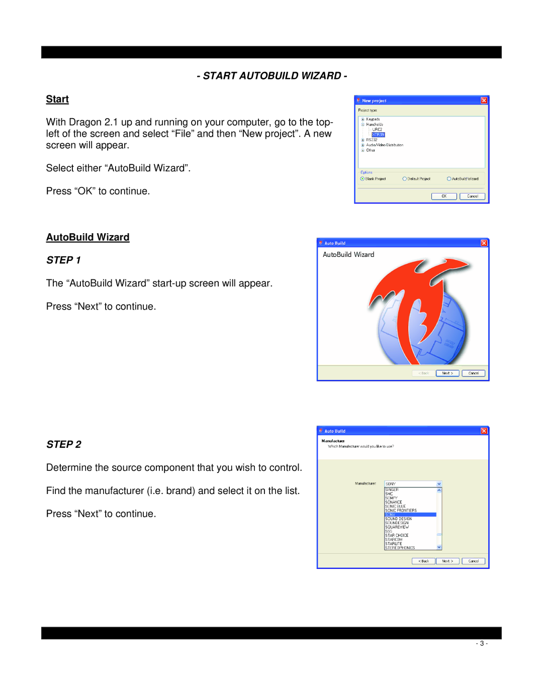 Xantech SPLCD, mrc88, MRC44, XTR39 manual Start Autobuild Wizard, AutoBuild Wizard, Step 