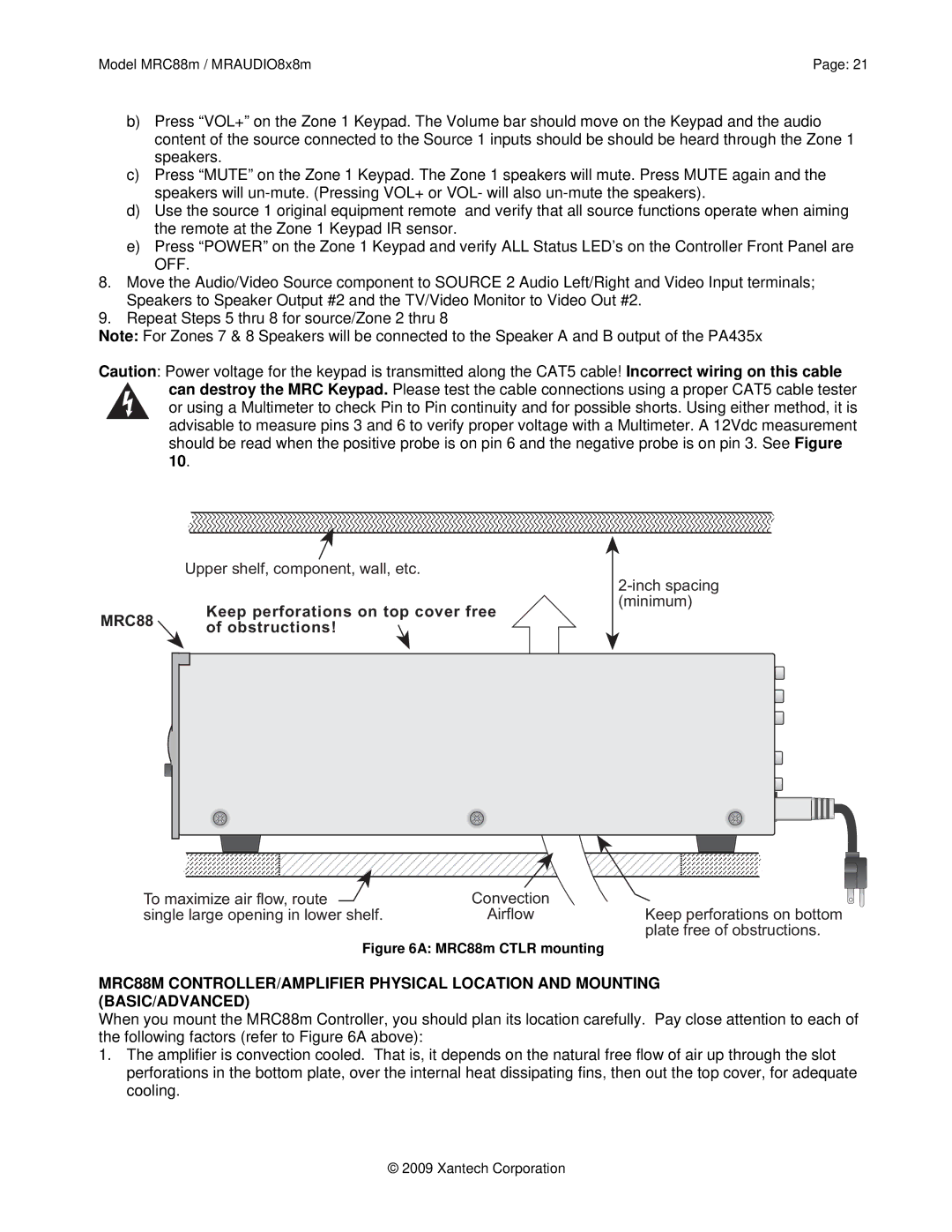 Xantech MRAUDIO8X8M, MRC88M installation instructions 