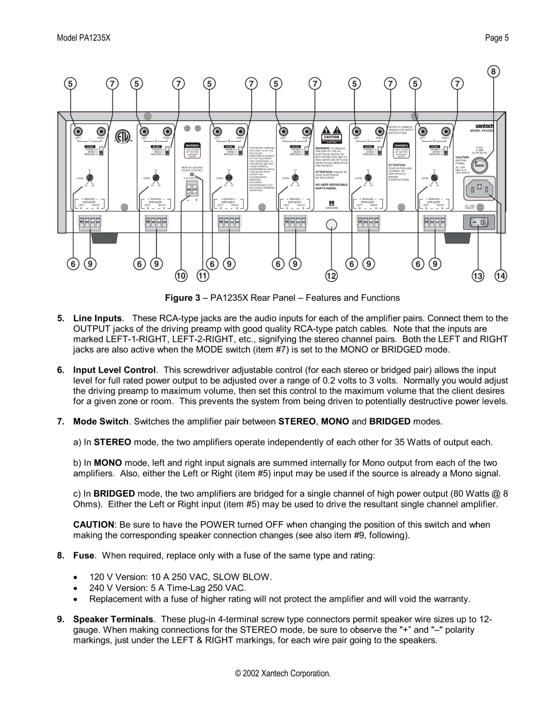 Xantech installation instructions Model PA1235X 