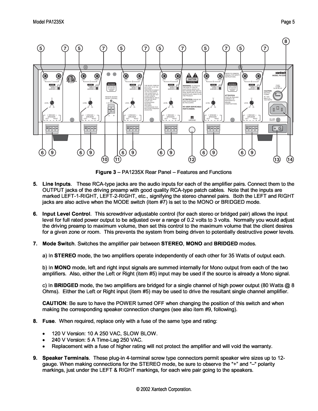 Xantech installation instructions Model PA1235X, Page 