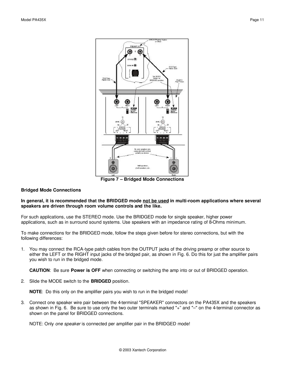 Xantech installation instructions Model PA435X 