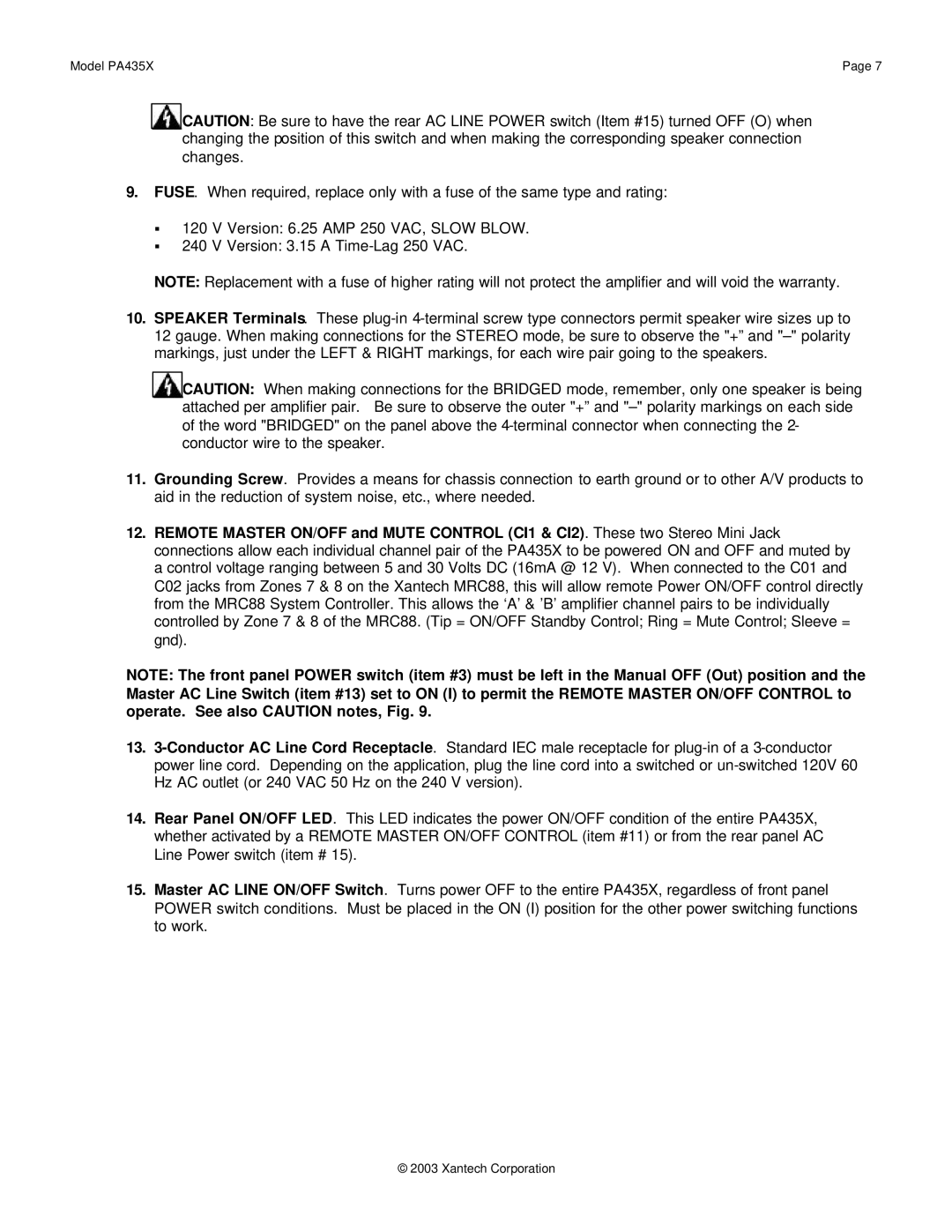 Xantech PA435X installation instructions 