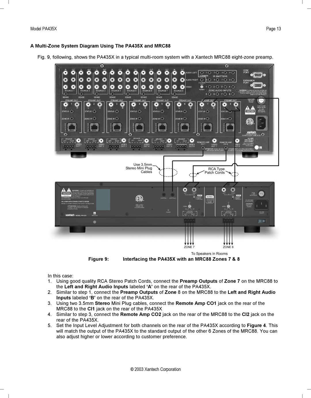 Xantech installation instructions Model PA435X 
