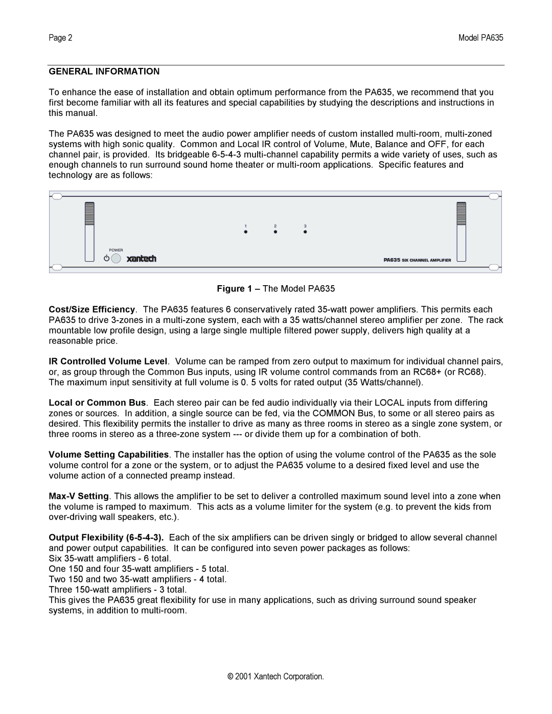 Xantech PA635 installation instructions General Information 