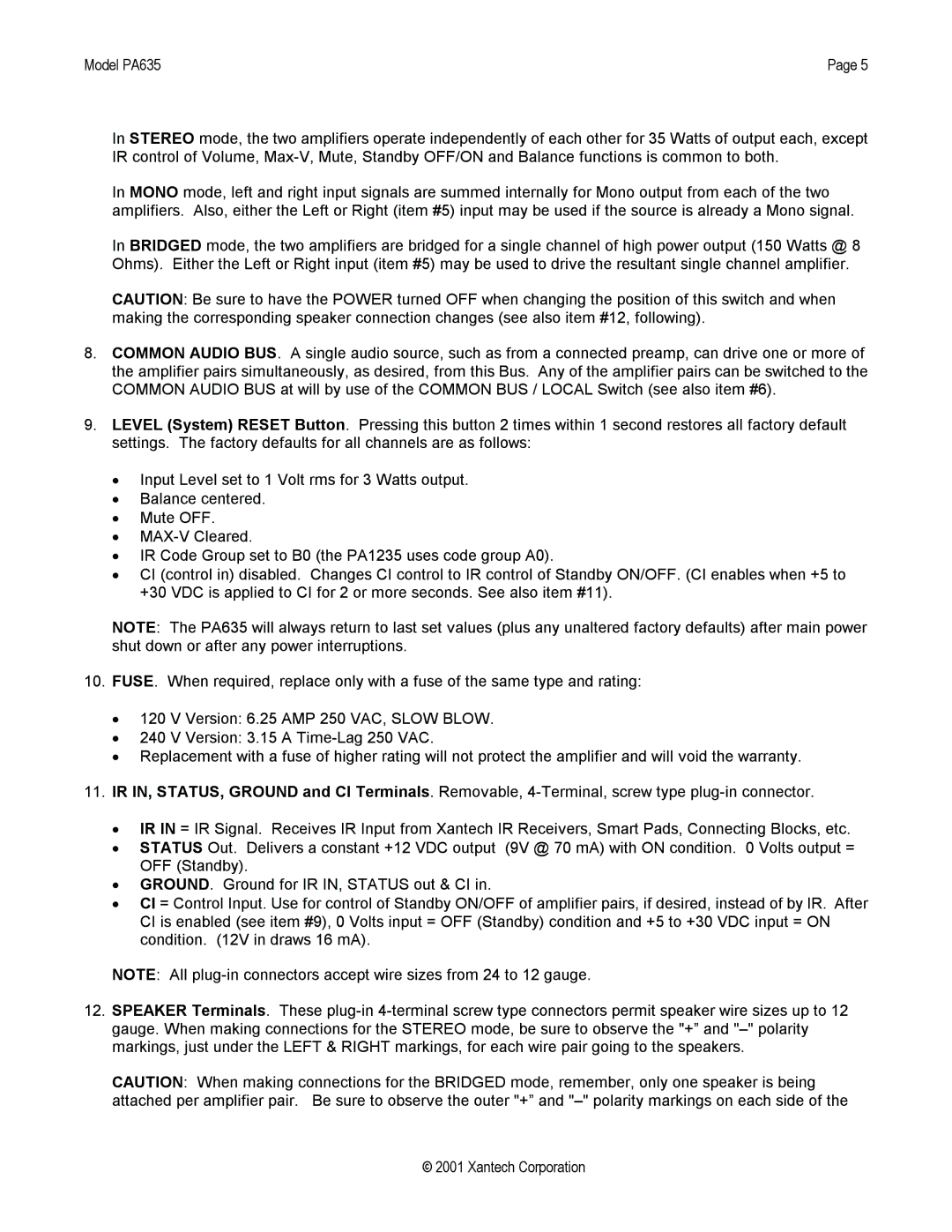 Xantech PA635 installation instructions 