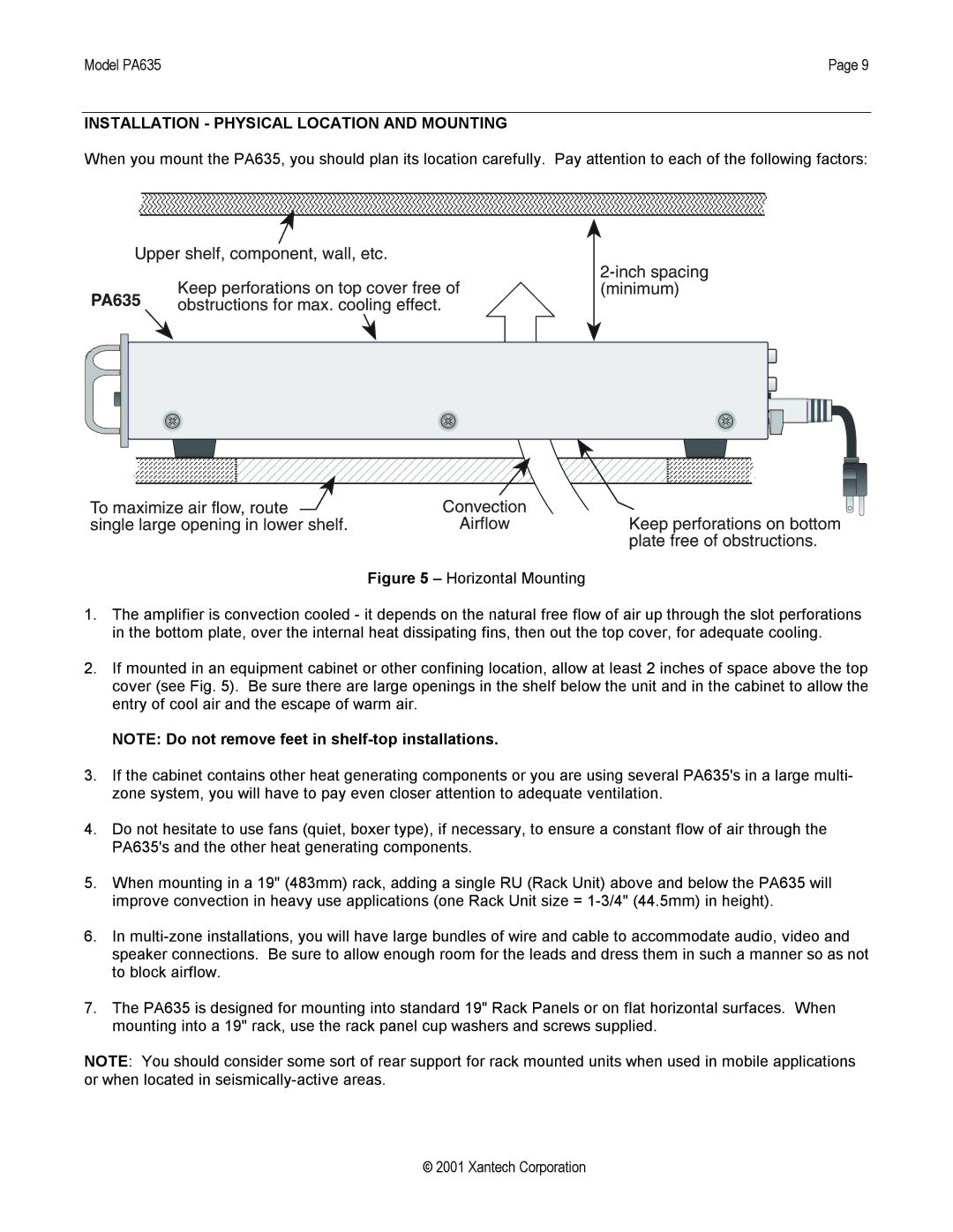 Xantech PA635 installation instructions Installation Physical Location and Mounting 