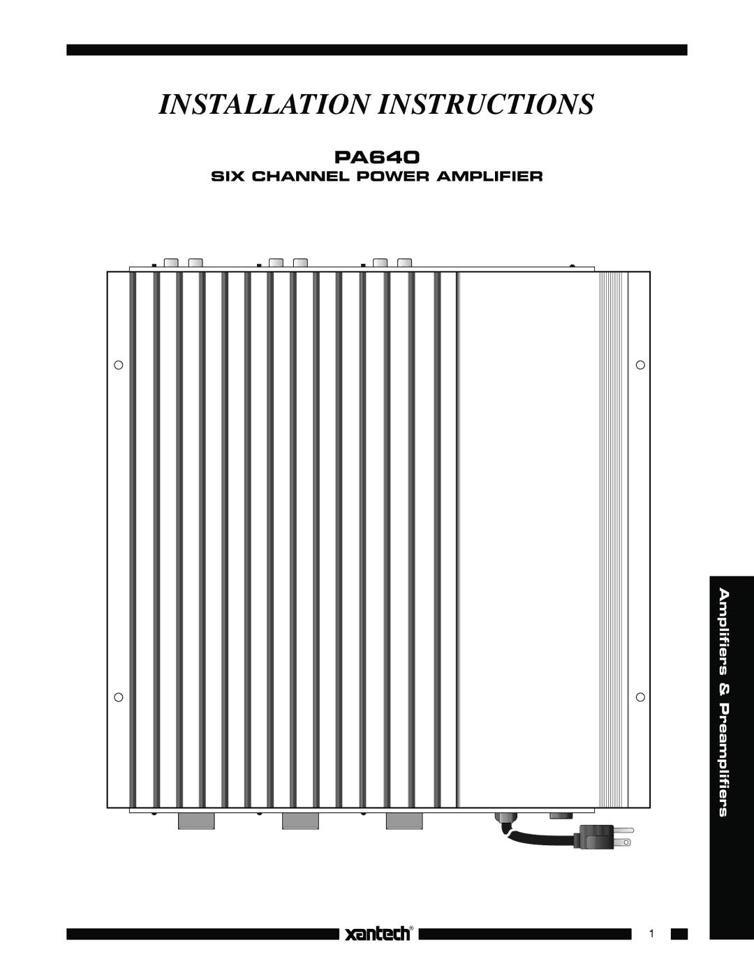 Xantech PA640 installation instructions Installation Instructions 