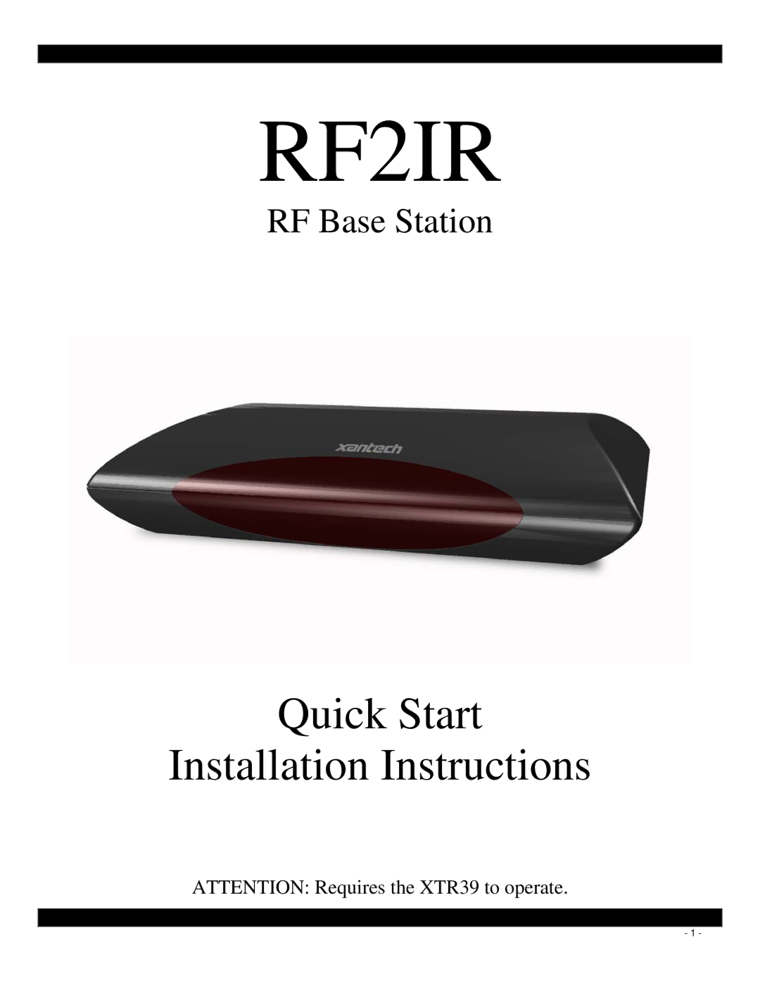 Xantech RF2IR installation instructions 