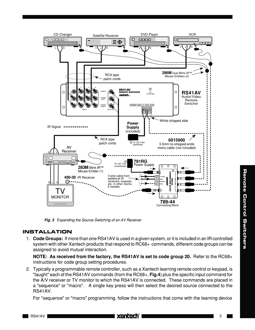 Xantech RS41AV installation instructions Installation 