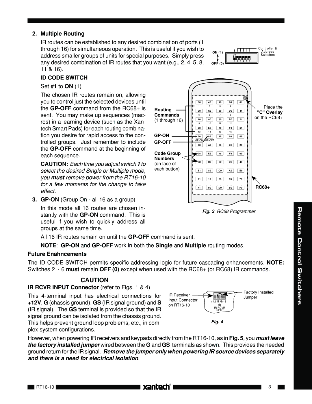 Xantech RT16-10 installation instructions Select the desired Single or Multiple mode, Effect 