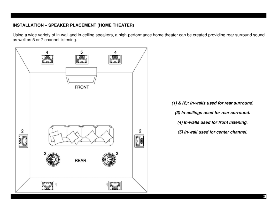 Xantech XC65W, XC65CS specifications Installation Speaker Placement Home Theater 