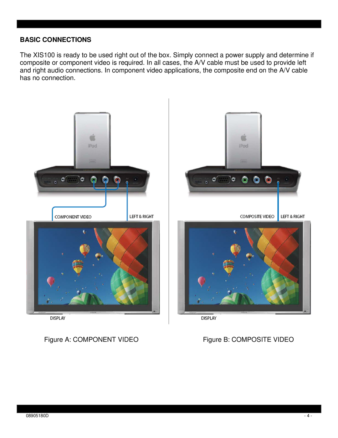 Xantech XIS100 installation instructions Basic Connections, Figure a Component Video 