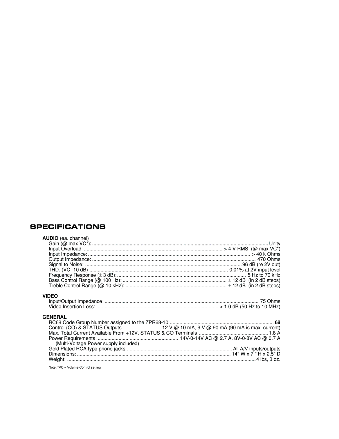 Xantech ZPR68-10 dimensions Specifications, Video, General 