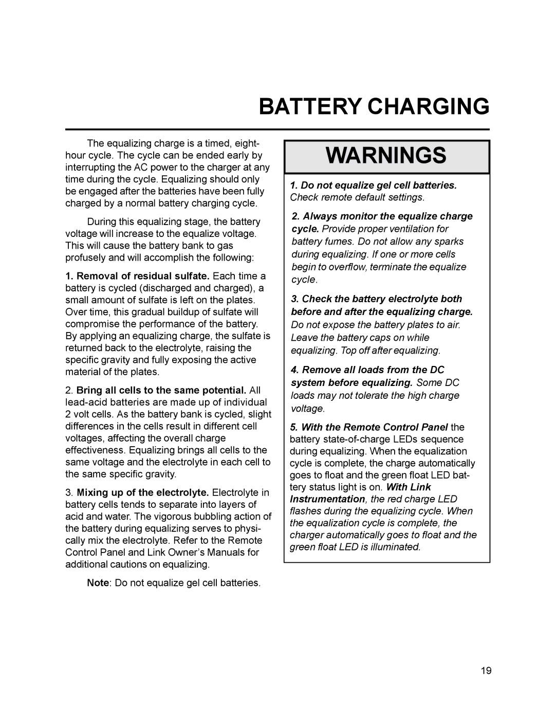 Xantrex Technology 25, 10, 15, 30, 20 owner manual Battery Charging 