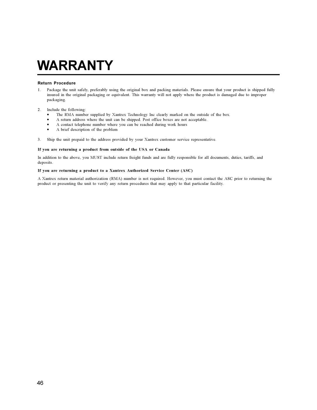 Xantrex Technology 15, 10, 30, 20, 25 owner manual Return Procedure 