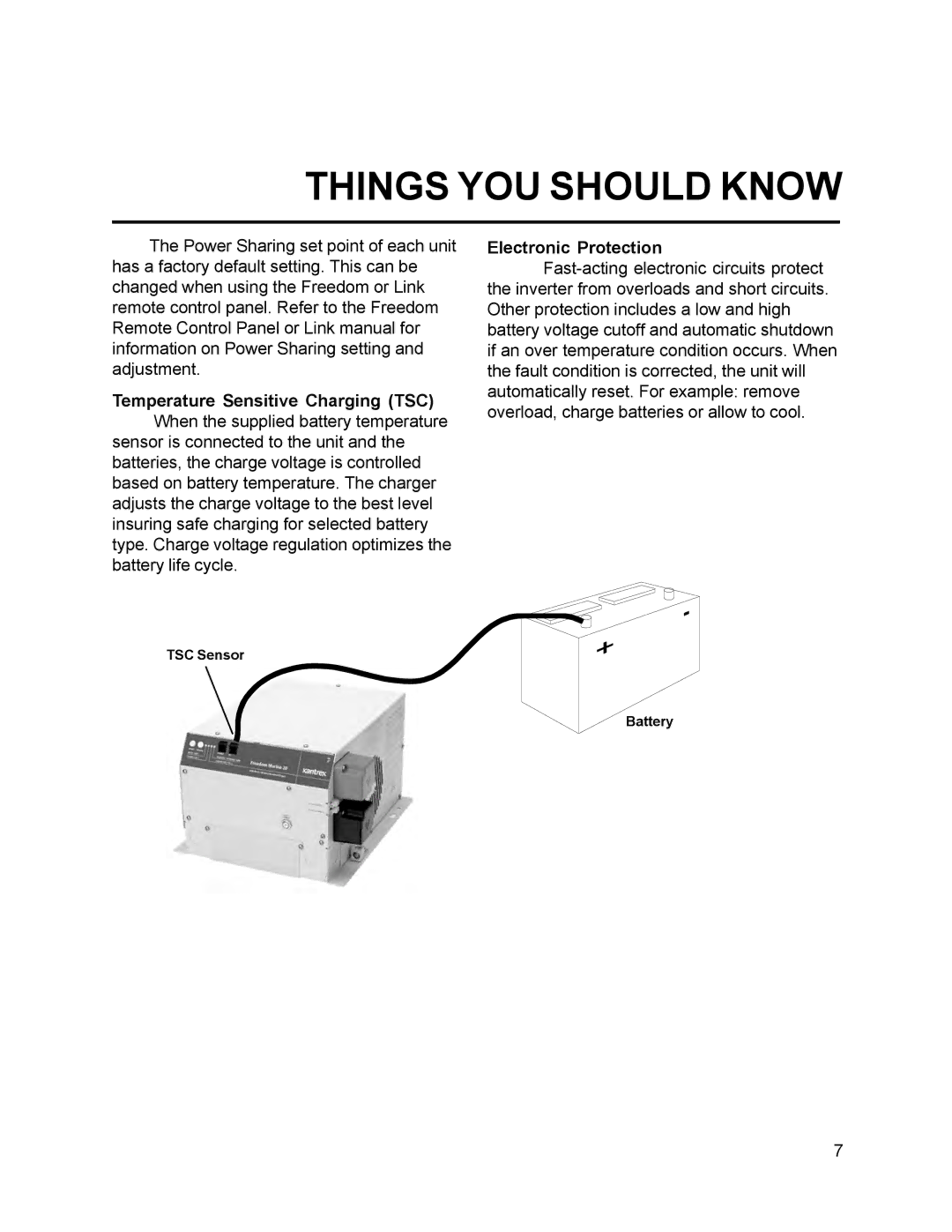 Xantrex Technology 30, 10, 15, 20, 25 owner manual Temperature Sensitive Charging TSC, Electronic Protection 