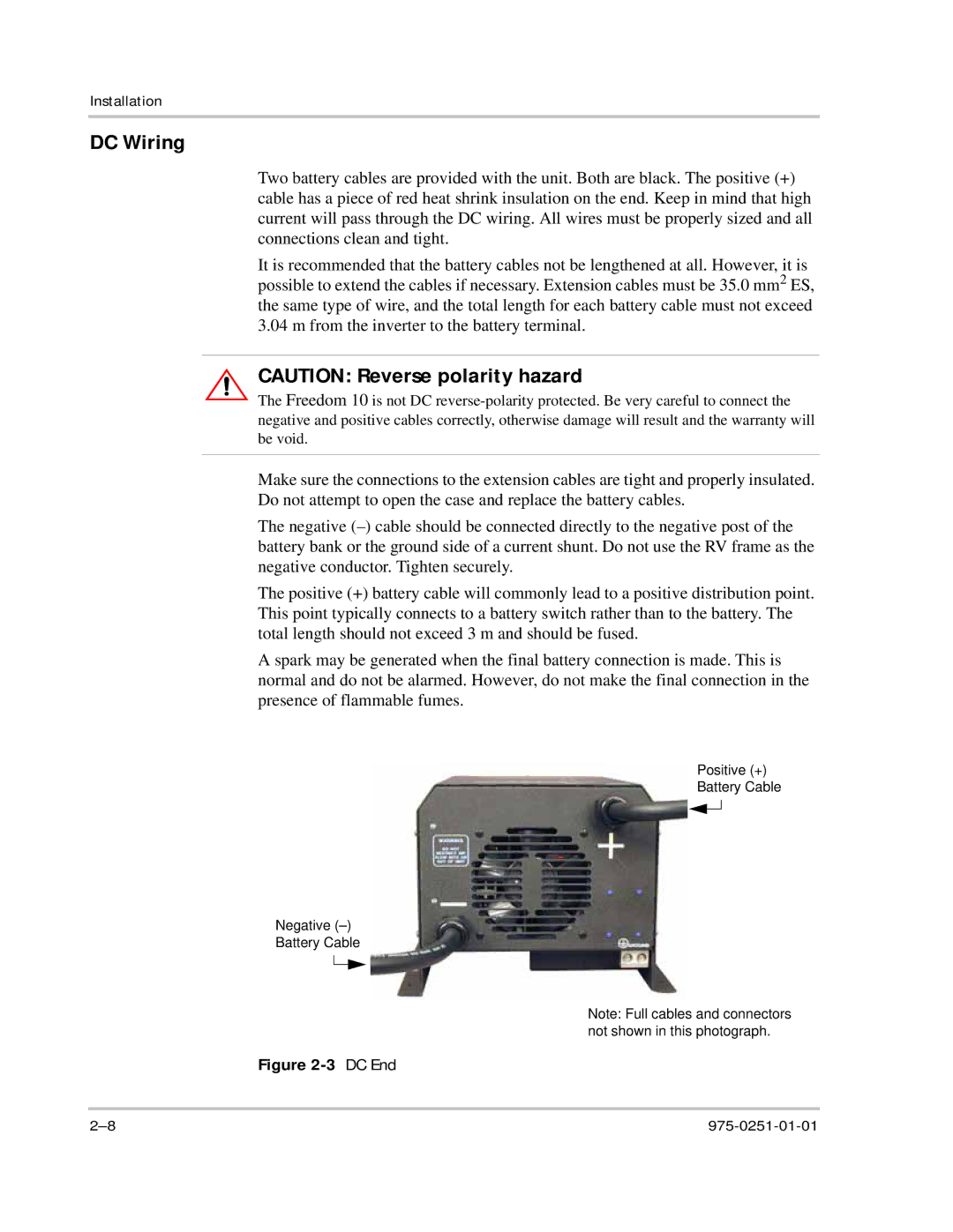 Xantrex Technology 10 owner manual DC Wiring, DC End 