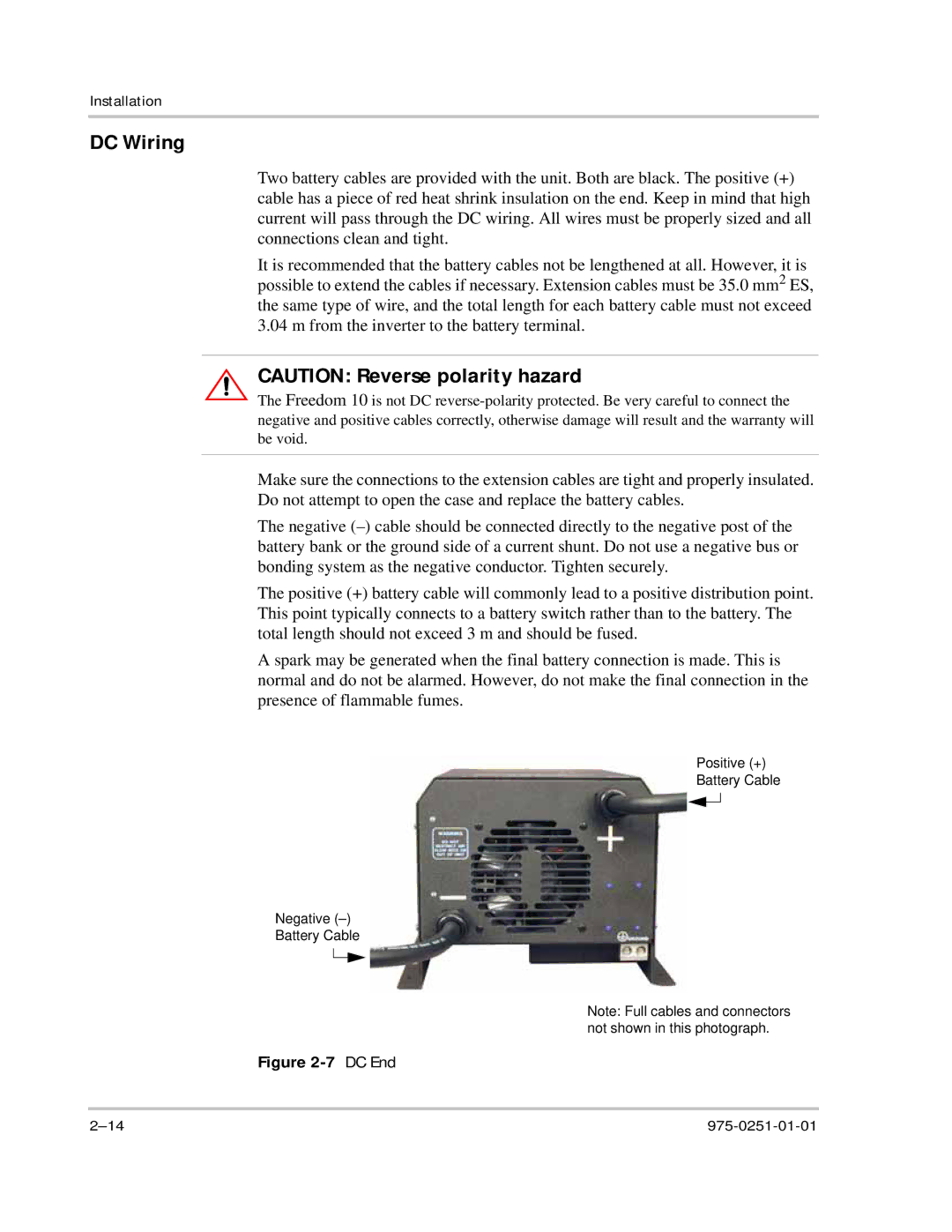 Xantrex Technology 10 owner manual DC Wiring 