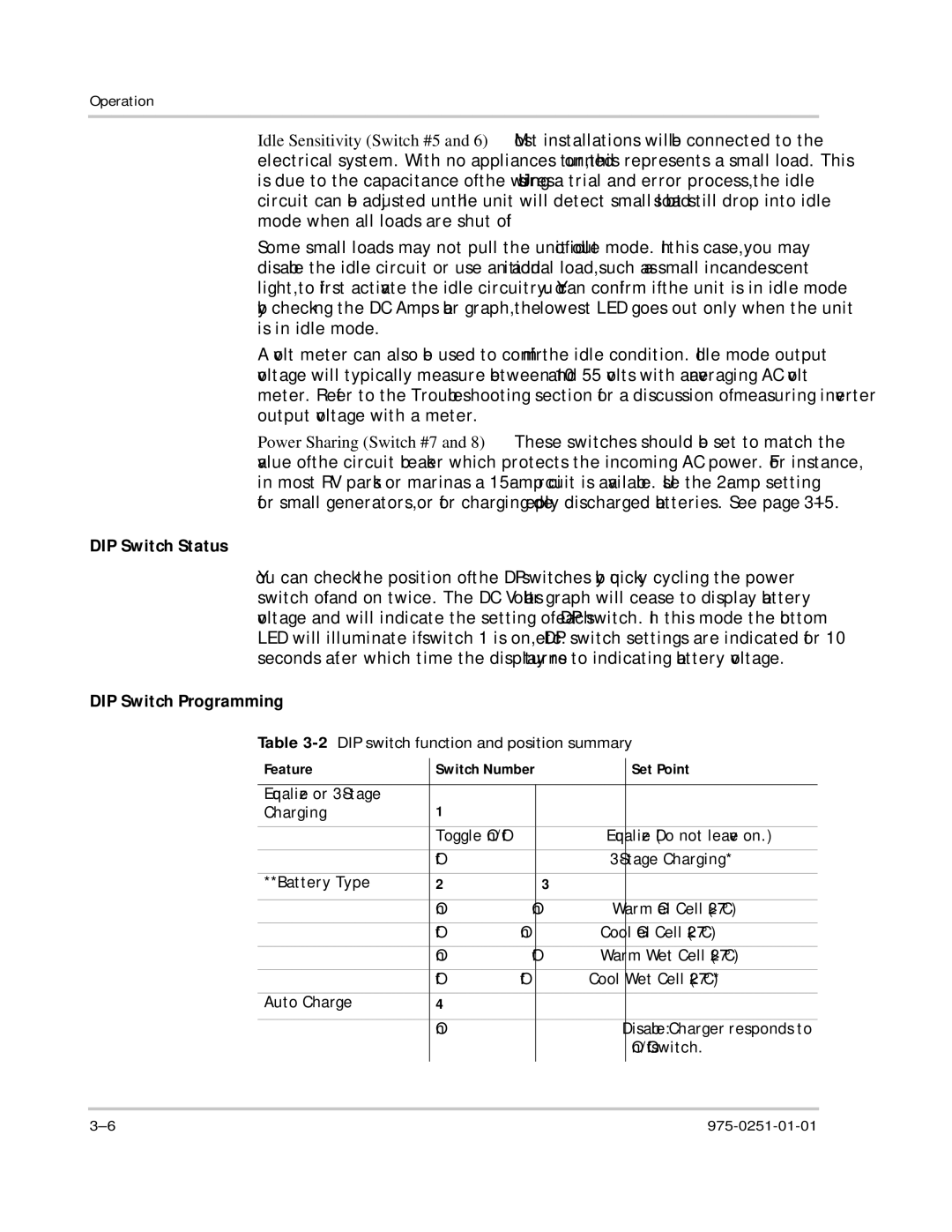 Xantrex Technology 10 owner manual DIP Switch Status 