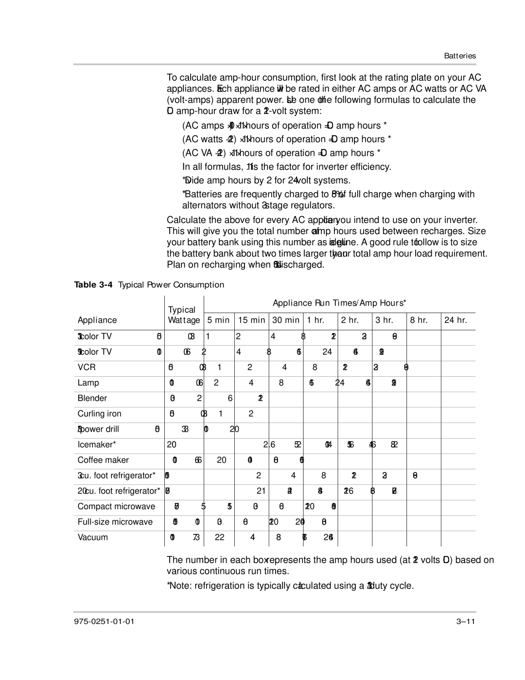 Xantrex Technology 10 owner manual 4Typical Power Consumption 