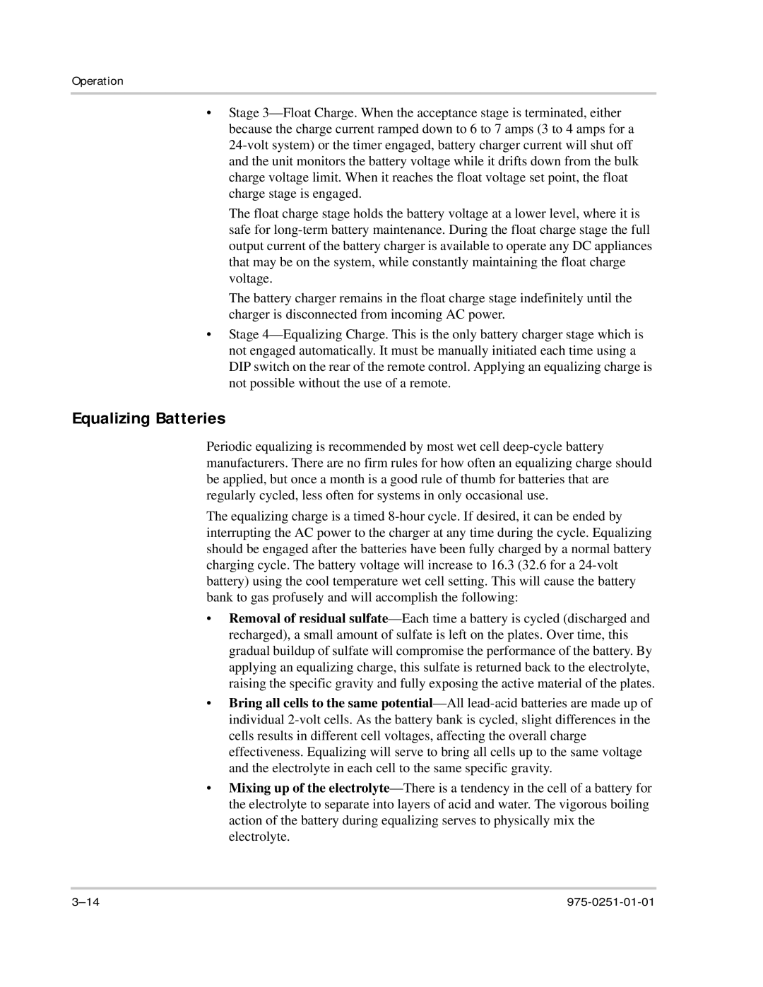 Xantrex Technology 10 owner manual Equalizing Batteries 