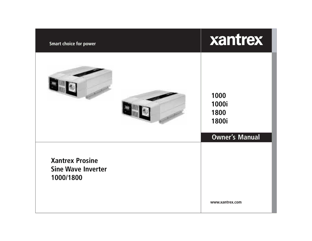 Xantrex Technology owner manual 1000 1000i 1800 1800i 