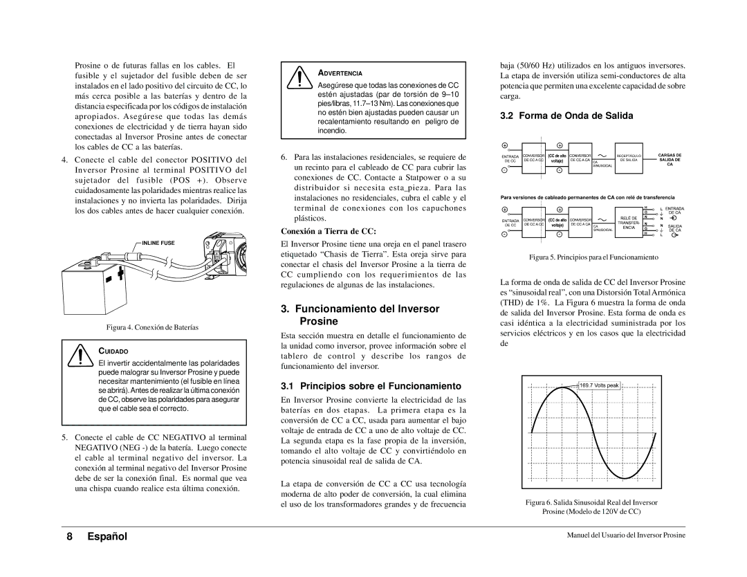 Xantrex Technology 1800i Funcionamiento del Inversor Prosine, Principios sobre el Funcionamiento, Forma de Onda de Salida 