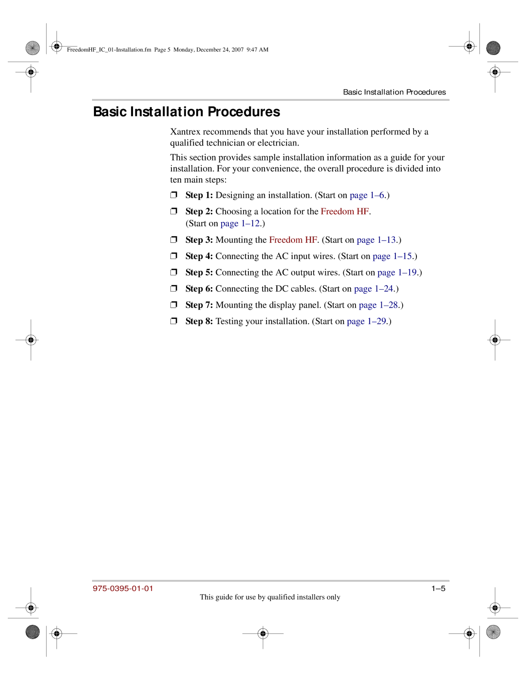 Xantrex Technology 1800, 1000 manual Basic Installation Procedures 