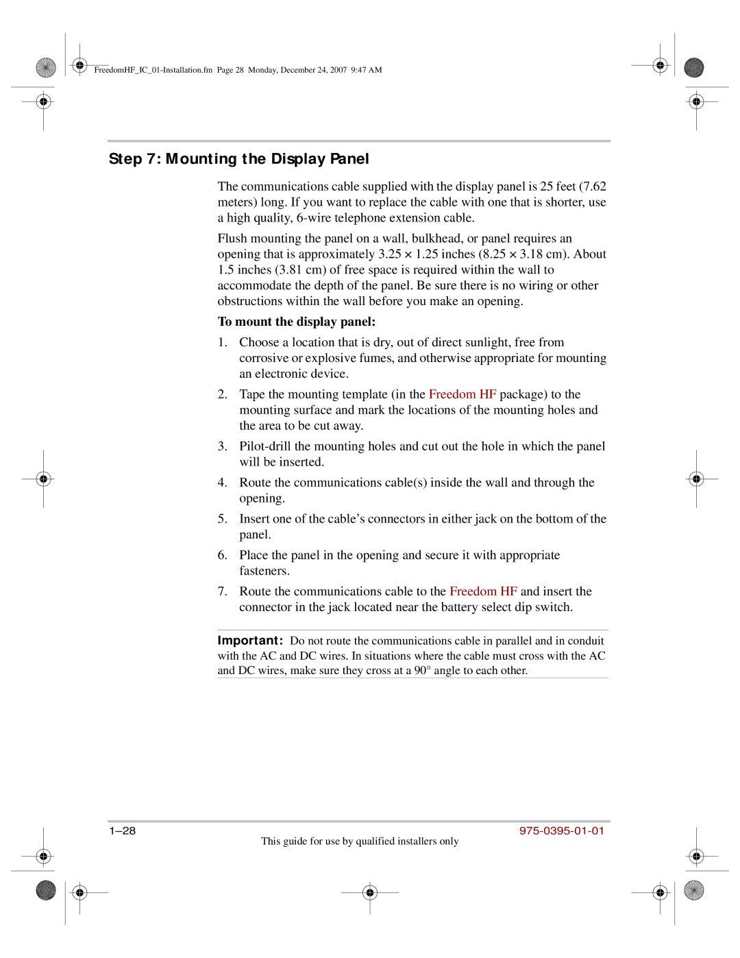 Xantrex Technology 1000, 1800 manual Mounting the Display Panel, To mount the display panel 